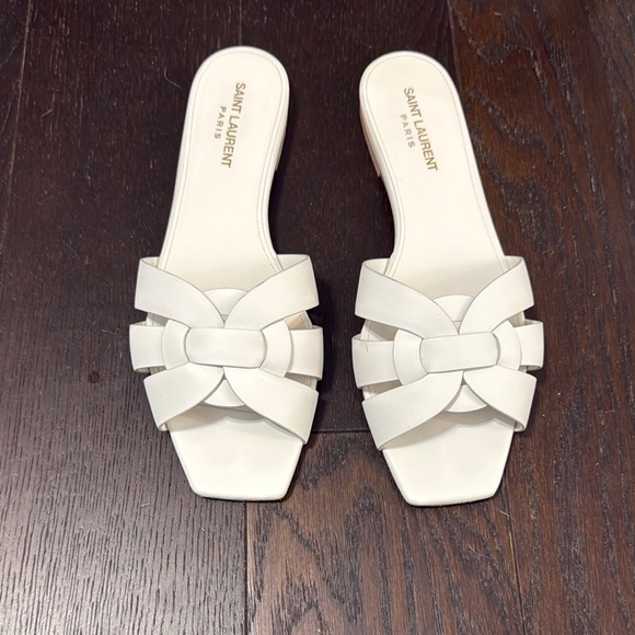 Saint Laurent Shoes - Saint Laurent White Slide Sandals